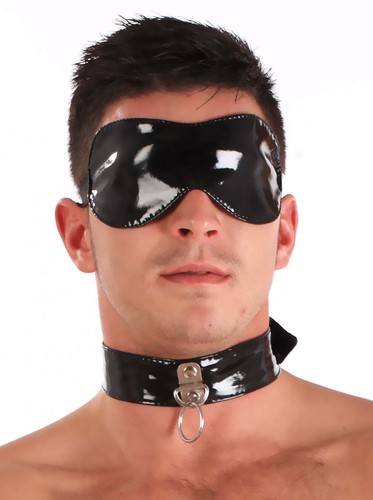 Honour Unisex PVC Bondage Blindfold - One Size in Classic Black - Picture 4 of 15