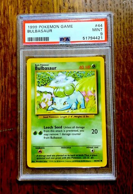 PSA 9 MINT ~ BULBASAUR #44 ~ 1999 Pokemon Base Set Unlimited ~ Low