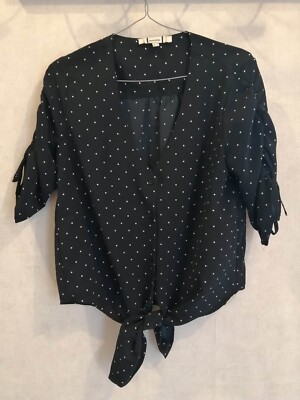 Schwarze Bluse mit geknüpften Punkten vorne Polyester Gr.36 Jennyfer (2304011)