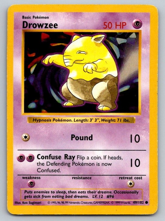 Drowzee Base Set (Shadowless) 049/102 MP Unlimited