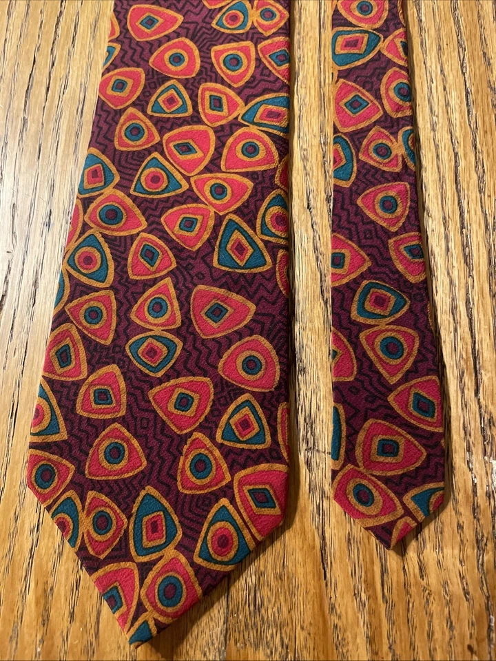 Corbata de seda geométrica Perry Simon usada en excelente estado vintage para hombre EE. UU. Foto 4 de 4