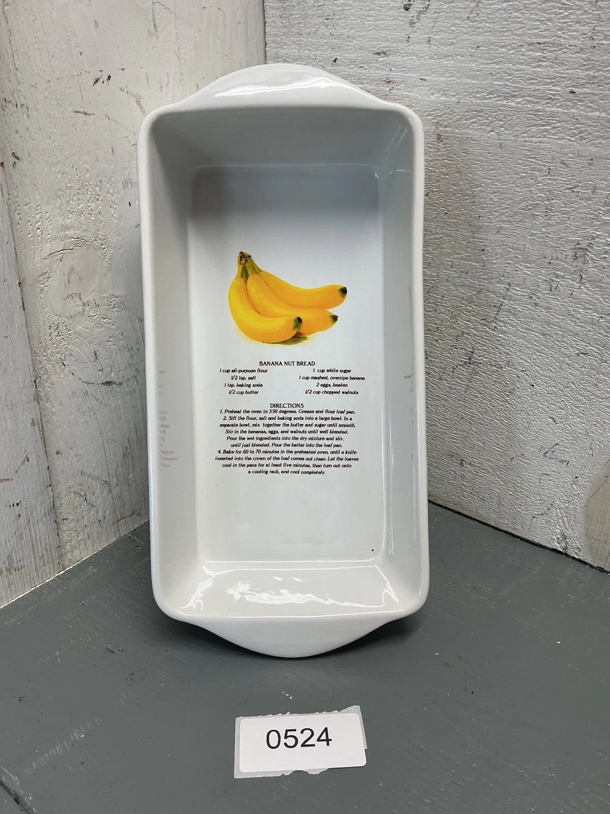 Baking Pan Banana Nut Bread Recipe Loaf Pan Vintage Ceramic 9 ×5 ×2.5 🔥