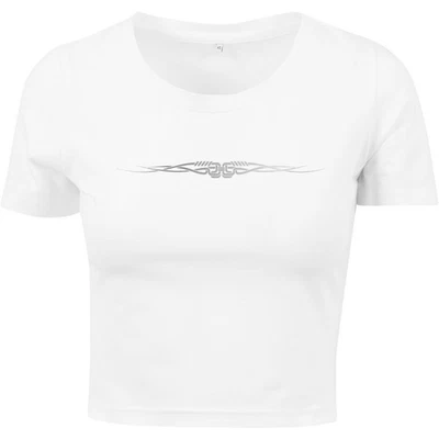 Mister Tee Femme Tribal Cropped Tee T-Shirt Haut Blanc Imprimé Réfléchissant - Photo 1/2