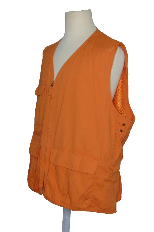 Orvis Hunting Vest Mens XXL Orange Field Game Pouch Pockets Mesh Full Zipper - Image 2 of 4