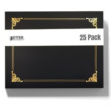Better Office Products 25 Pack Black Certificate Holders, Diploma Holders