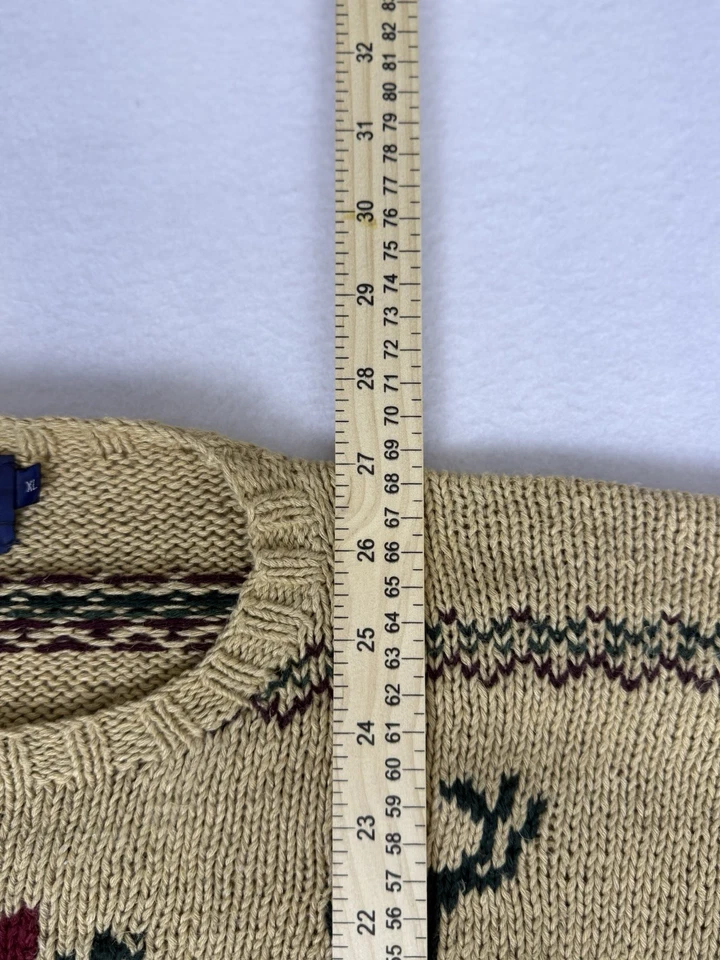 Polo Ralph Lauren Vintage 90’s Hand Knit Nordic Country Reindeer Sweater XL Xmas - Image 3 of 4