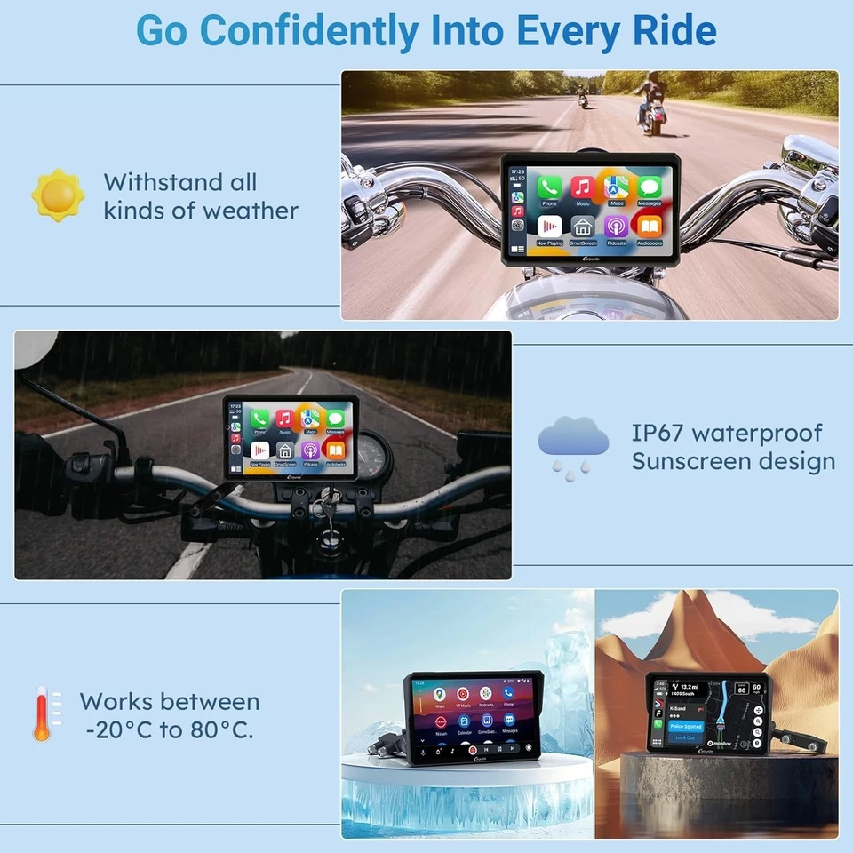 Pantalla GPS Carplay W702 Motocicleta, CarPlay Inalámbrico y Android Auto Coche Estéreo f Foto 2 de 4