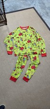Grinch Pajamas Mens Large 42-44 Green Family Stole Christmas Set 2 Pc Stretch