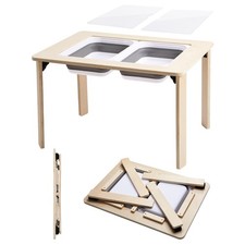 Sensory Play Activity Table for Kids, Foldable Table for Easy Storage with 2 ...
