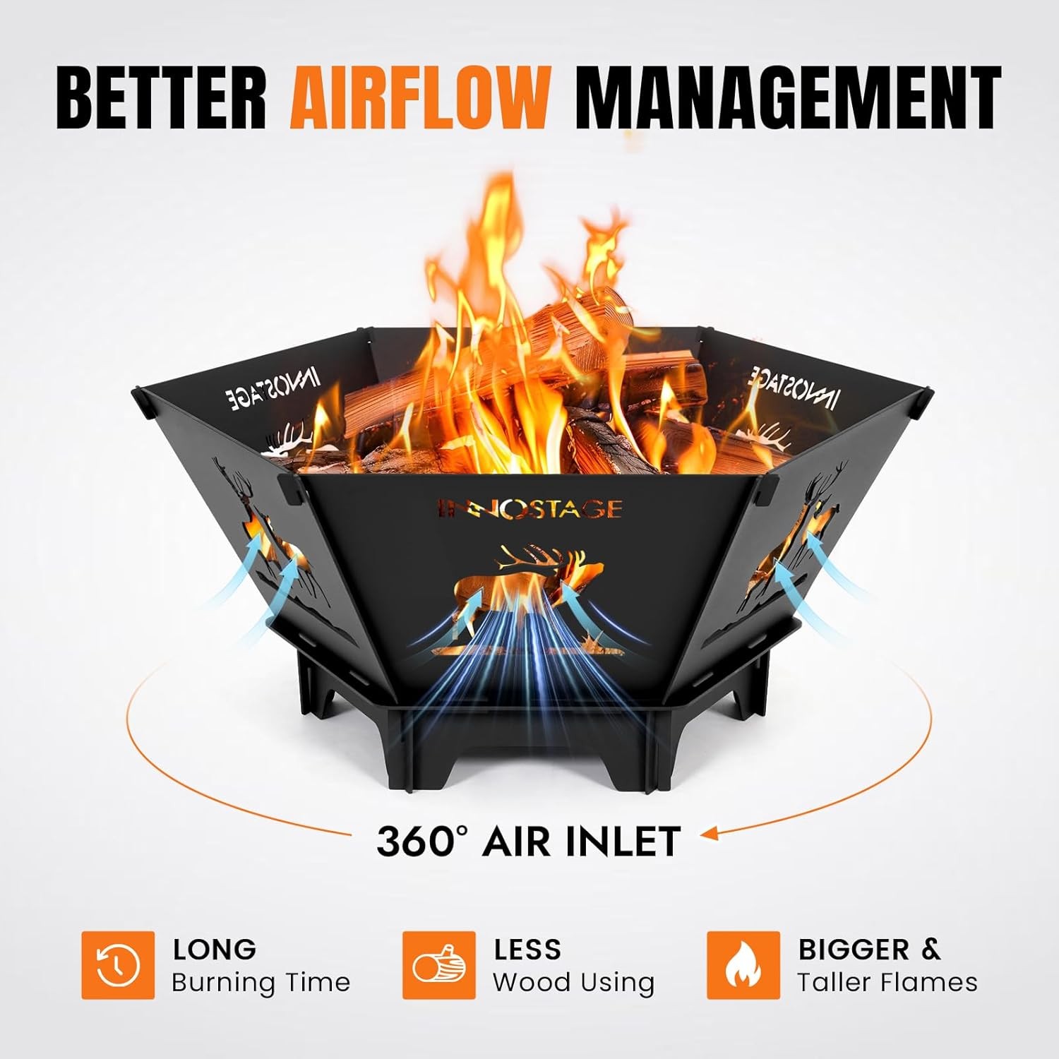 23" Portable Fire Pit Collapsible Wood Burning Camping Outdoor Backyard w/Bag