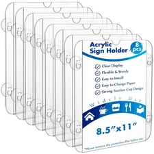 Handepo 8 Pack Acrylic Window Sign Holder 8. 5 x 11 Inch with 4 Suction Cups ...