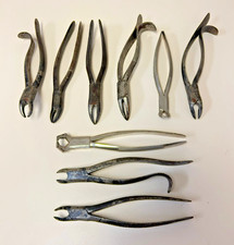 Lot of 9 - Antique Dental Instruments Tools Forceps Extractor