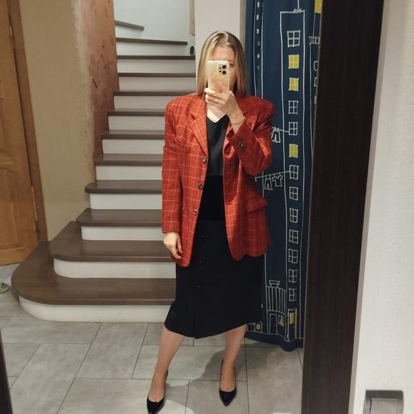 Women Isaia Napoli Blazer Red Cashmere 36 / S / 44