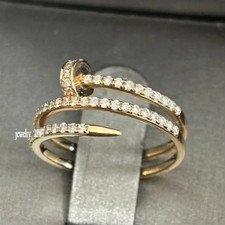 Proposta regalo! Anello donna moissanite naturale doppio avvolgimento chiodo argento 925 regalo