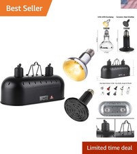 15 inch Dual Reptile Light Fixture, Max 150W Dual Reptile Heat Lamp Fixture w...