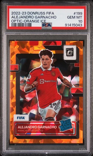 2022 PANINI DONRUSS FIFA OPTIC-ORANGE ICE #199 ALEJANDRO GARNACHO PSA 10
