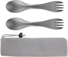 Titanium 2 in 1 Fork and Spoon Combo 2-Pack Ultra Lightweight Camping Utensil