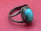 Vintage Sterling Silver Green Turquoise Ring – Southwest Split Shank Boho Size 6