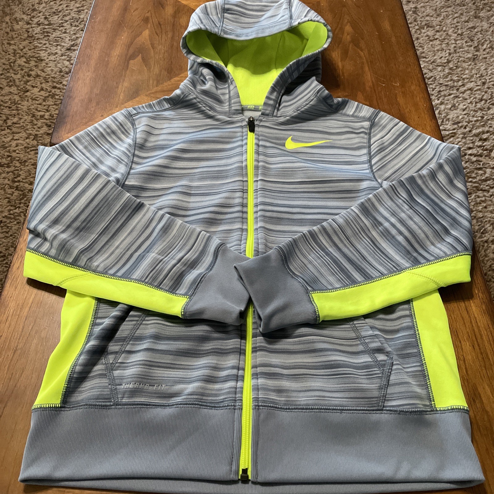 SACAI X NIKE Giacca Nike Therma Fit grigio verde casual zip atletica felpa con cappuccio ragazzo giovane grande