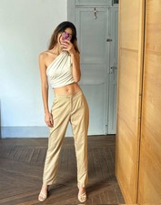 Vintage High Waisted Wool Trousers Size M / Elegant Beige Designer Pants