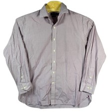 Polo Ralph Lauren Button Down Shirt Easy Care Mens 17 34/35 Purple Gingham Pony