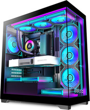 PC CASE 7 PWM ARGB Fans Pre-Installed, Mid-Tower Gaming PC Case, Panoramic Tempe