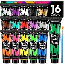 16 Colors Face Body Paint, 10.8 Oz Water Based Painting Set For Adults