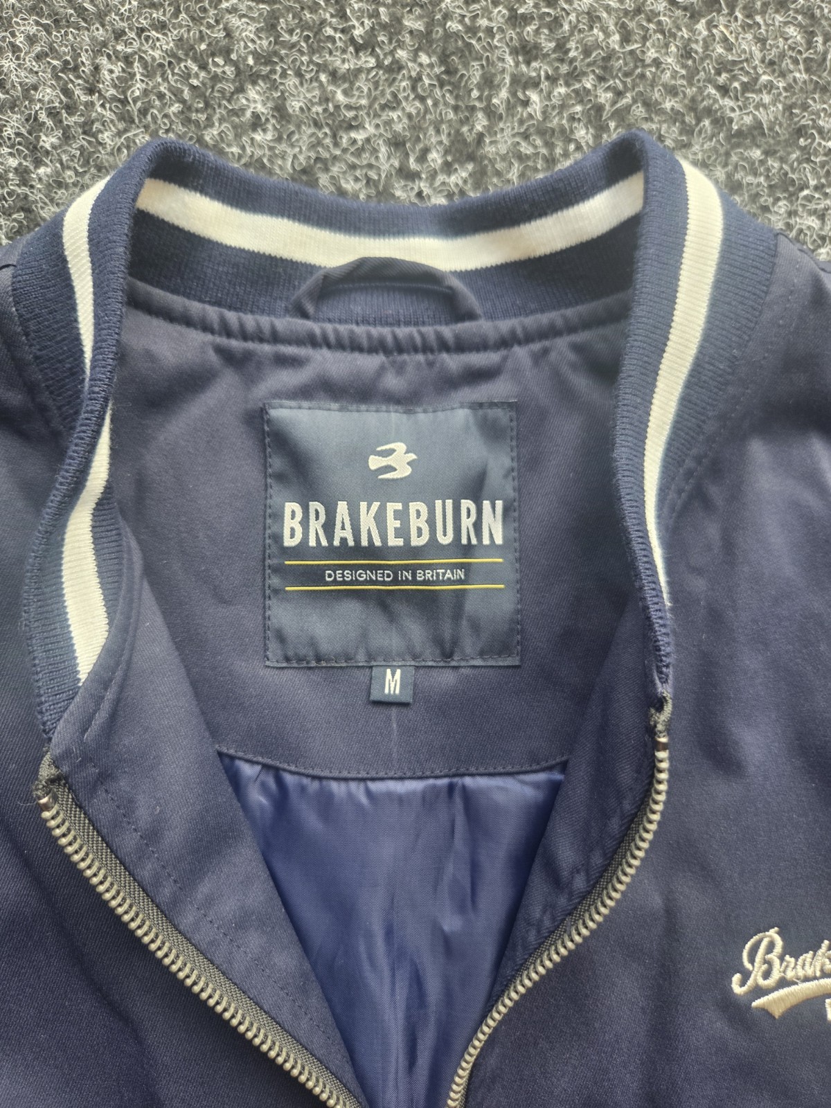 Brakeburn Navy Bomber Jacket – Men’s Medium – Retro Varsity Style image 5