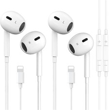 2 Packs- Wired Headphones for Iphone Earbuds Built-In Microphone  White