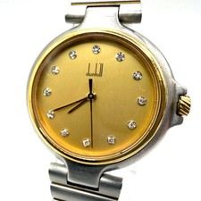 Dunhill Wristwatch Gold Dial 12 Diamond Quartz Analog Ladies Gold Tone