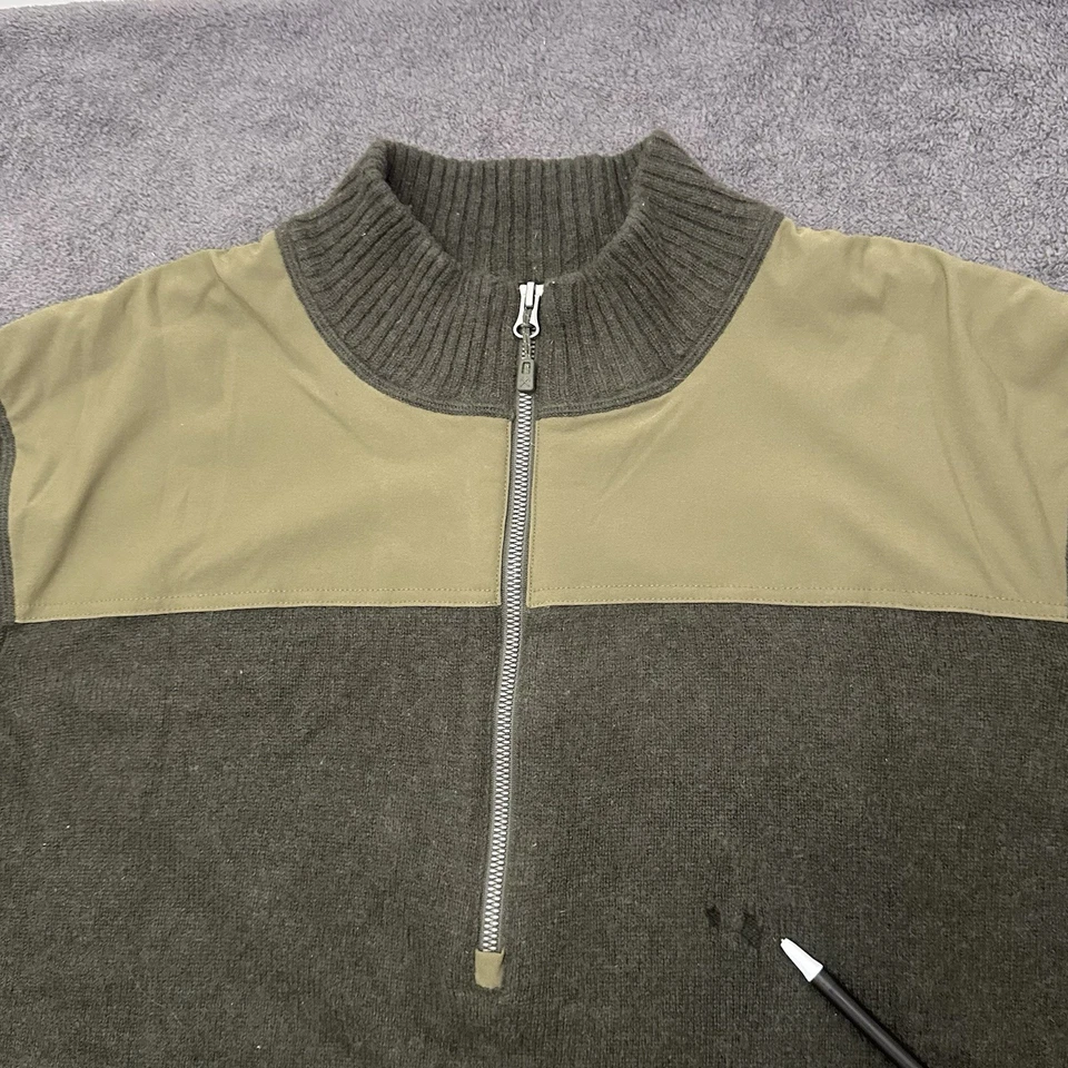 REI Co-op Men’s Wool Sweater Green Pullover 1/2 Zip Size XL Elbows Patches  - Image 2 of 4