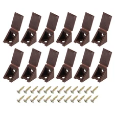 12 Pcs Plastic Corner Brace, 21x23x21mm Angle Bracket with Screws, Brown