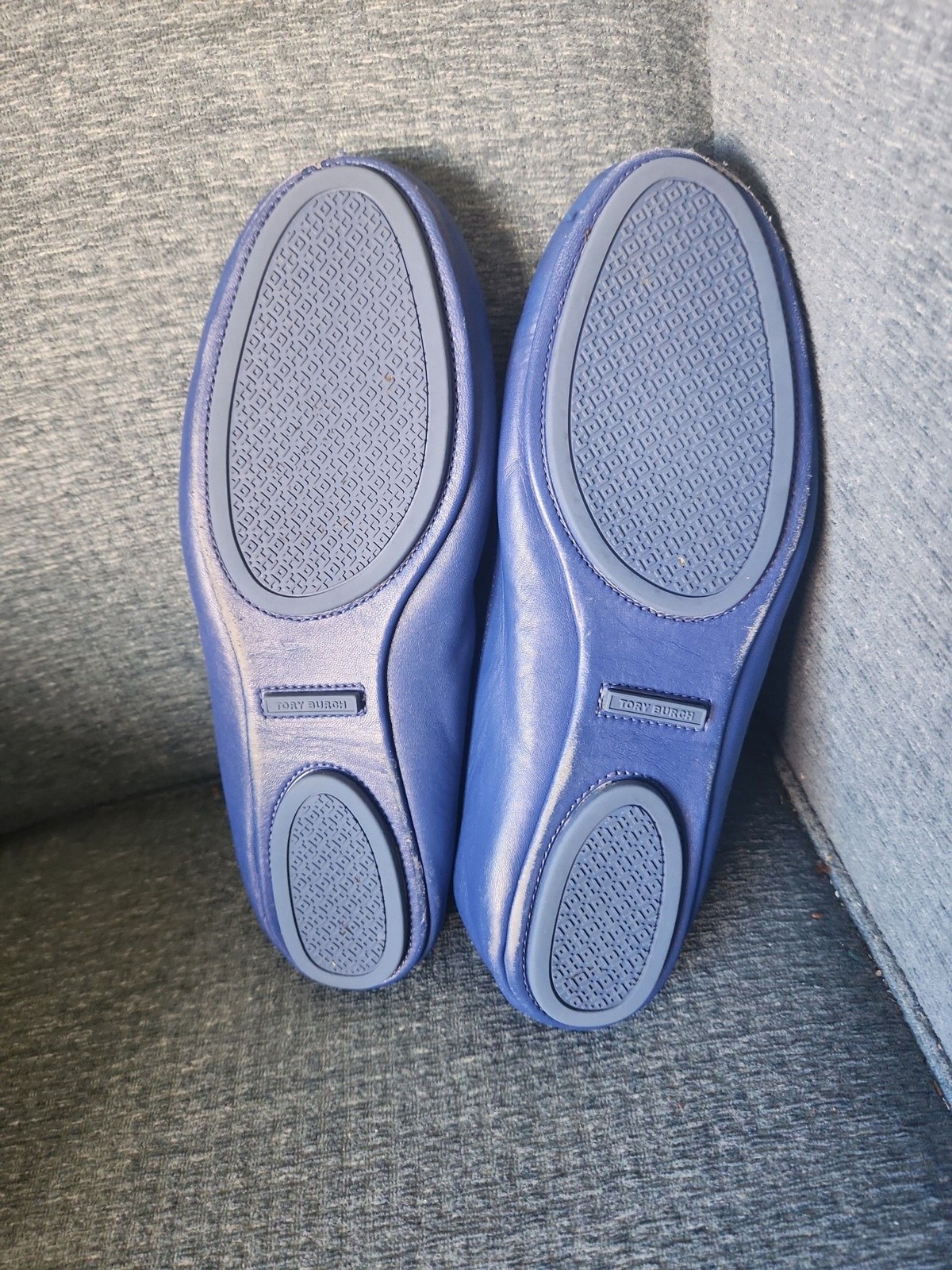 Tory Burch "Minnie" Travel Ballet Flats Dark Blue Leather Size 10 thumbnail 6