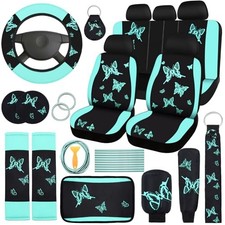 43 Pcs Car Seat Cover Set For Women Suvbutterfly Mint Green Black