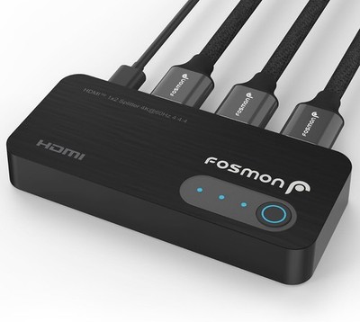 Fosmon 2-Port 4K HDMI 2.0 Splitter for Dual Monitors (Mirror Only)