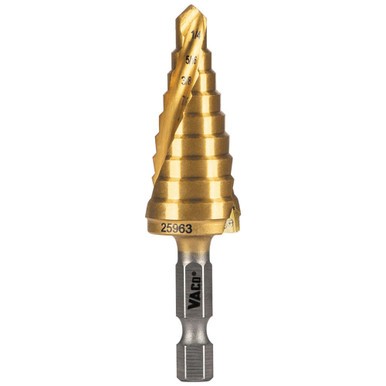 Klein Tool 25963,Step Drill Bit,Spiral Double-Fluted, 1/4-Inch to 3/4-Inch, VACO