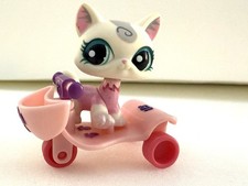 Littlest pet shop Felina Murchent 1699 white swirl Starter LPS w Scooter Acces