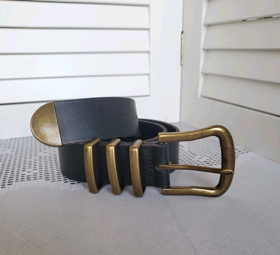 Anthropologie Square Gem Sequin Belt S Black 1 3/8\