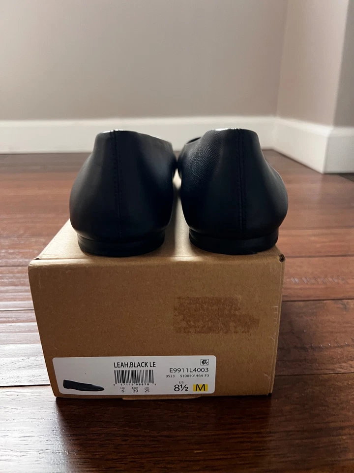 Vince Leah Ballet Planos Cuero Negro Puntera Cuadrada Cápsula Minimalista Talla 8 1/2 Foto 2 de 4