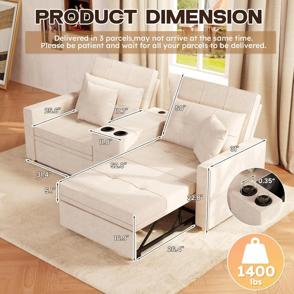 Silla Cama 75", Sofá Cama Convertible 3 en 1 con Respaldo Ajustable Foto 2 de 4