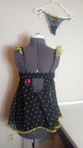 Victoria Secret Sexy Little Things Black & Yellow Lingerie Size 36B - Picture 2 of 8