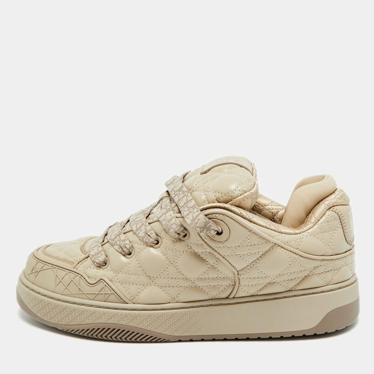 Dior B9S Skater Size 42.5 Beige Cannage Leather Low Top Sneakers