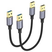 ApoJodly USB Cable 6 inch 2-Pack, Short A to A Male 0.5FT, Grey