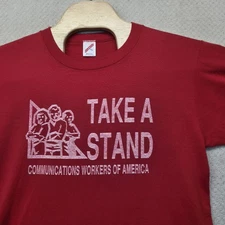 Vintage 80s CWA T-Shirt Mens XL Jerzees USA Made Union Labor Take A Stand Tee