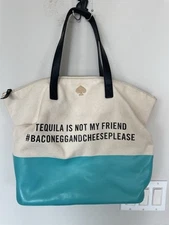 Kate Spade NY TEQUILA IS NOT MY FRIEND BACONEGGNDCHEESEPLEASE Canvas Tote Bag