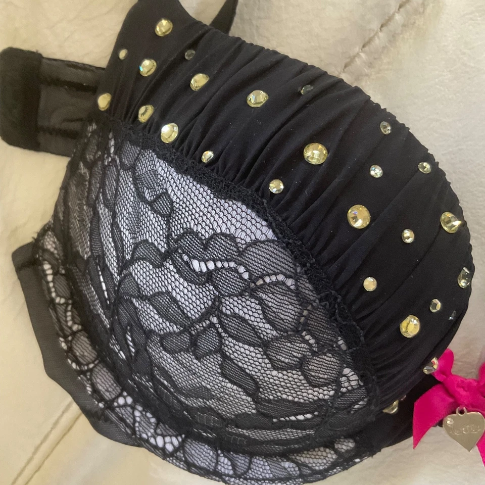 Sujetador Push Up Acolchado LA SENZA HOLA AZÚCAR Negro Encaje y Cristal para Damas Talla 32A NUEVO Foto 4 de 4