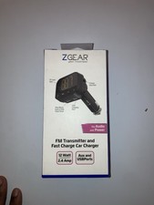 ZGEAR FM Transmitter Car Charger 12W 2.4A with Aux USB Port