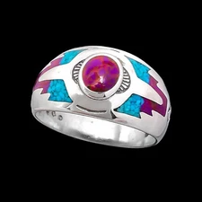 Southwest Ring • Native American Style • Turquoise with Sugilite • 925...