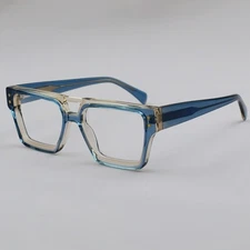 Square Blue Reading Glasses Acetate Eyeglasses Frames Fashion Retro Men Women