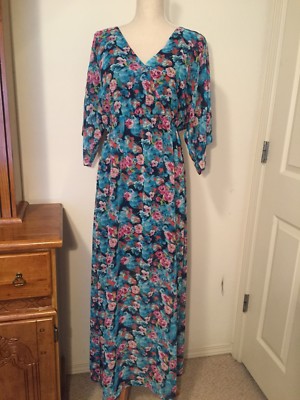 Women's Kimono Sleeve Floral Midi Dress Leola M | eBay
